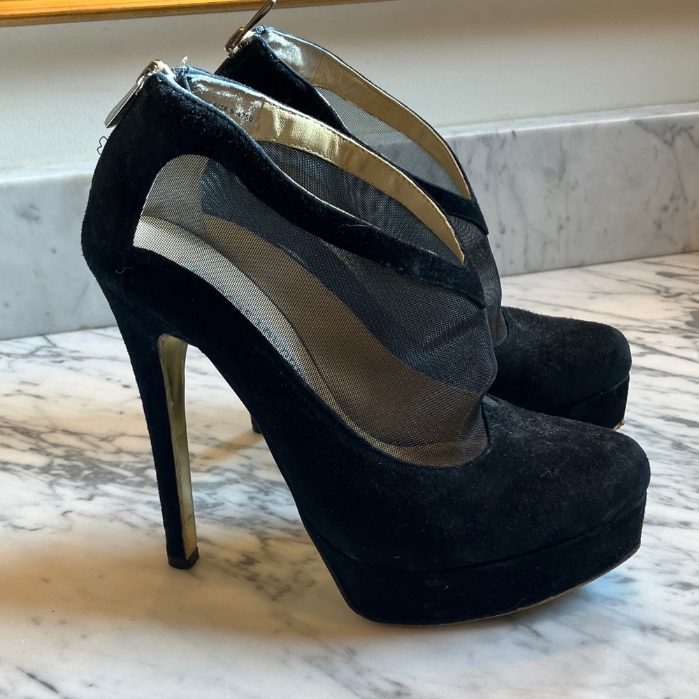 Chinese Laundry Black Mesh Heels